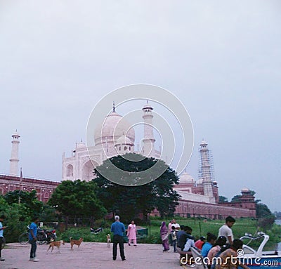 Taj mahal from back side in morning when people came for morning walk Editorial Stock Photo