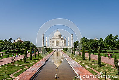 The Taj Mahal Front view, Agra, Uttar Pradesh, India. UNESCO world heritage. Editorial Stock Photo