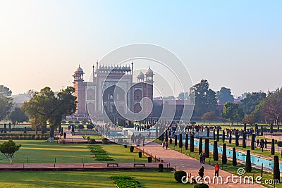 Taj Mahal Gate view, India, Uttar Pradesh, Agra Editorial Stock Photo