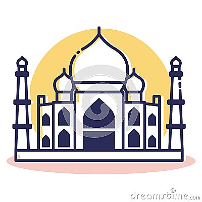 Taj Mahal Icon - Travel and Destination Vector Illustration