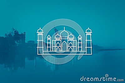 Taj Mahal India Seven Wonders Travel Tourism Vacation Concept Stock Photo