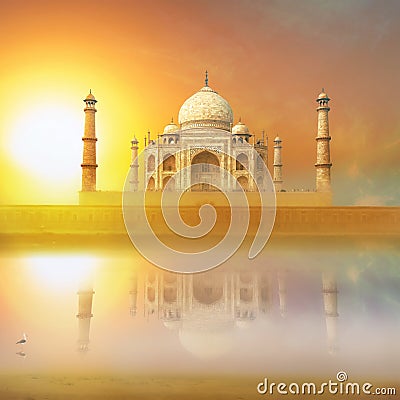 Taj Mahal India Sunset Stock Photo