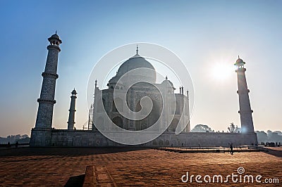 Taj Mahal India Sunset. Stock Photo