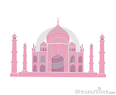 Taj Mahal Indian Landmark Travel Sticker Isolated Vector Illustration