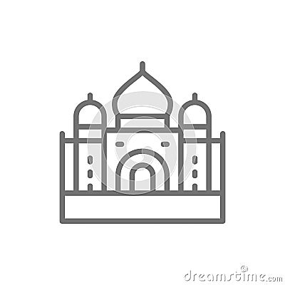 Taj Mahal, landmark of Agra, India line icon. Vector Illustration