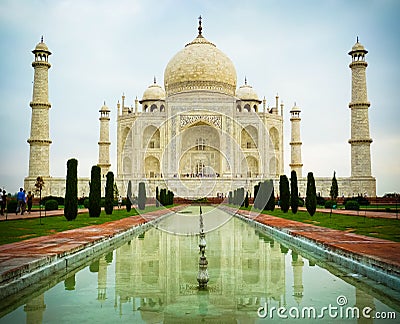 Taj Mahal low angle front view Editorial Stock Photo