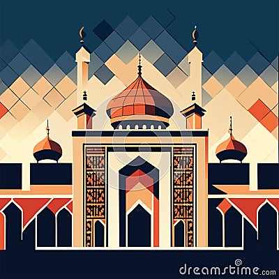 Taj Mahal, the main mosque in India. Vector illustration generative AI Vector Illustration