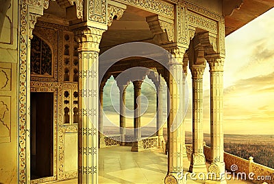 Taj mahal marble arch architecture Stock Photo