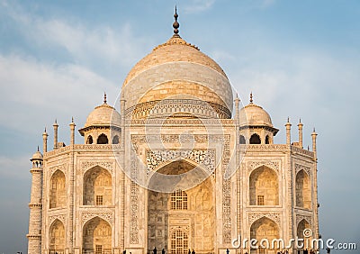 Taj mahal prospective with small tourist walk Stock Photo
