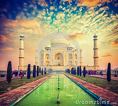 Taj Mahal on sunrise sunset, Agra, India Editorial Stock Photo