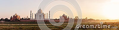 Taj Mahal sunset panorama, view from Yumana river, Agra, India Stock Photo