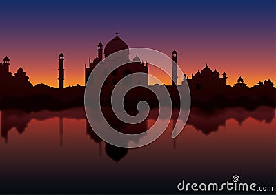 Taj at Night Vector Illustration