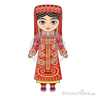 Tajikistan. Historical clothes. Vector Illustration