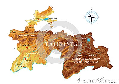 Tajikistan physical map Vector Illustration