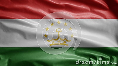 Tajikistani flag waving in the wind. Tajikistan banner blowing soft silk Stock Photo