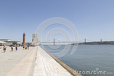 Tajo Estuary in Lisbon from the monument to the discoverers, Portugal, Europe Editorial Stock Photo