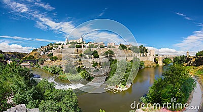 Tajo river bending around Toledo Stock Photo