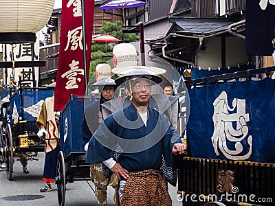 Takayama Autumn Festival parade on town streets Editorial Stock Photo