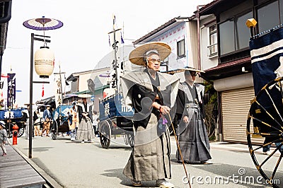 Takayama Autumn Festival parade on town streets Editorial Stock Photo