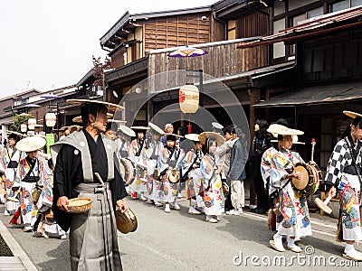 Takayama Autumn Festival parade on town streets Editorial Stock Photo