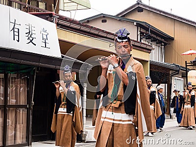 Takayama Autumn Festival parade on town streets Editorial Stock Photo