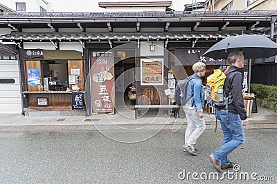 Tourist sightsee Miyagawa Morning Market in Takayama Japan Editorial Stock Photo