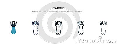 Takbir icon in different style vector illustration. two colored and black takbir vector icons designed in filled, outline, line Vector Illustration