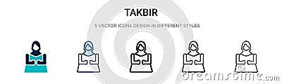 Takbir icon in filled, thin line, outline and stroke style. Vector illustration of two colored and black takbir vector icons Vector Illustration