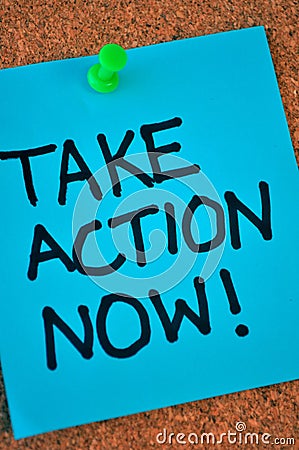 Take Action Now Note On Pinboard