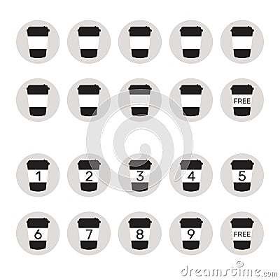 Take away coffee loyalty card concept. Buy 9 cups and get 1 for free Stock Photo