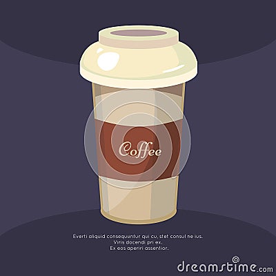 Take away coffee mug poster - cafe poster design Vector Illustration