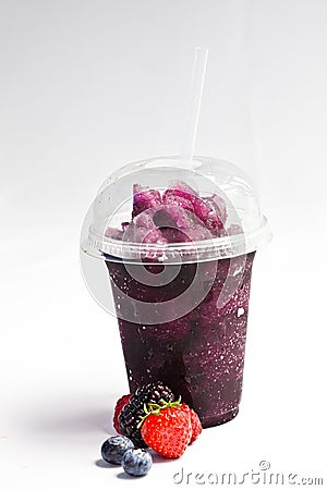 Take away cold iced with fruit flavour Stock Photo