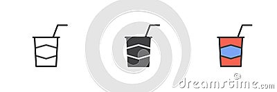 Take away drink different style icon set Cartoon Illustration