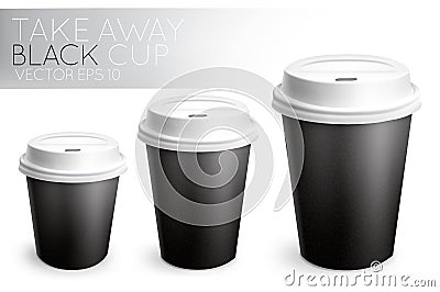 Take away paper cup black Vector Illustration