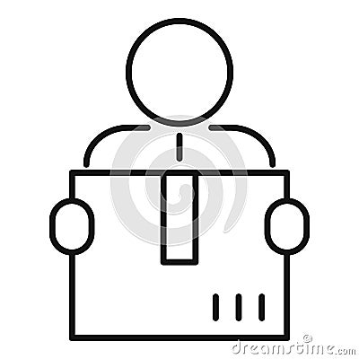 Take box relocation icon, outline style Vector Illustration