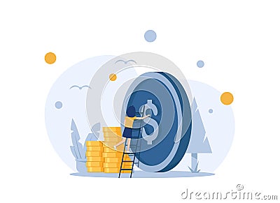 Protection money,Concept of a safe and secure investment,Money savings Cartoon Illustration