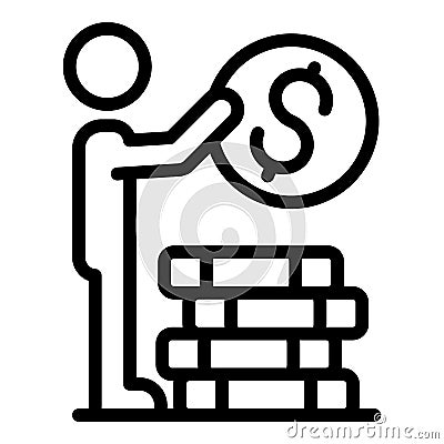 Take coin stack icon, outline style Vector Illustration