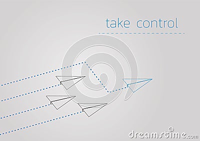 Take control with a folded paper boat Vector Illustration