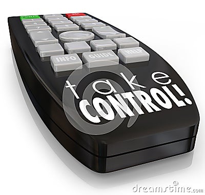 Take Control Remote Assertive Attitude Ambition Confidence Stock Photo