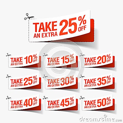 Take an Extra Sale coupons Vector Illustration