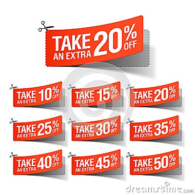 Take an Extra Sale coupons Vector Illustration