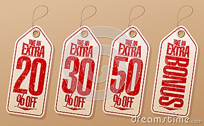 Take an extra various percentages tags. Vector Illustration