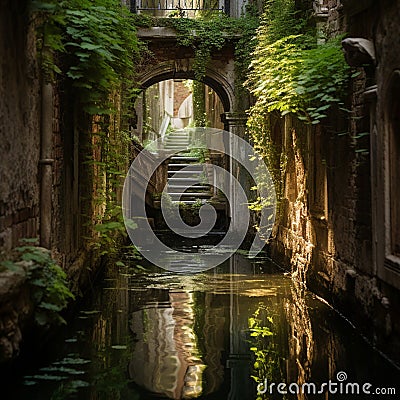 Secret Passage in the Enchanting Canals of Venice, Italy Stock Photo