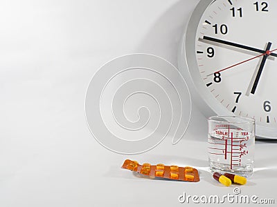 Take the medicine after or before meals for 15-30 minutes. Stock Photo