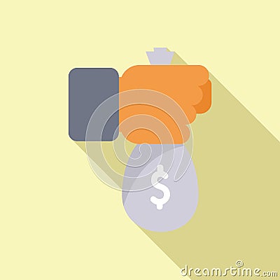 Take money bag icon flat vector. Currency atm safe Stock Photo