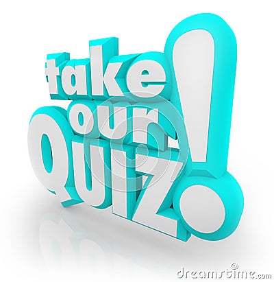 Take Our Quiz 3D Letters Words Assessment Test Stock Photo