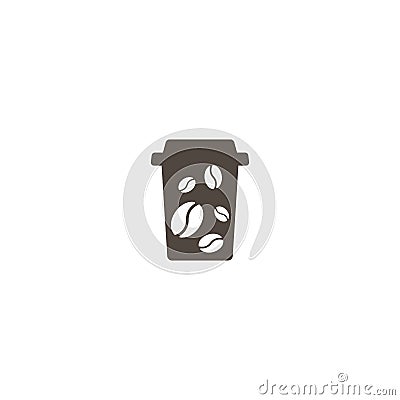 Take-out coffee with cap and beans. disposable cardboard cup of coffee Stock Photo