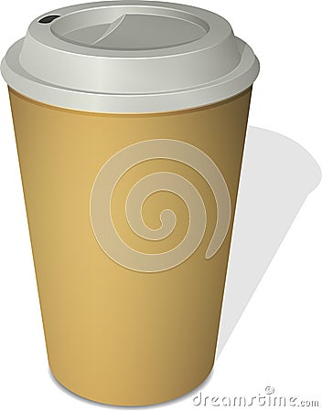 Take-out coffee cup with a cap on white Vector Illustration