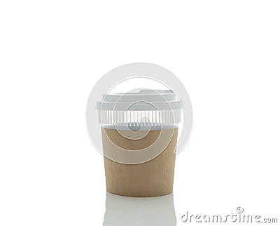 Take-out coffee in thermo cup. Isolated Stock Photo