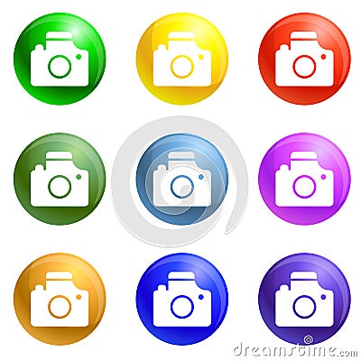 Take photo target icons set vector Vector Illustration